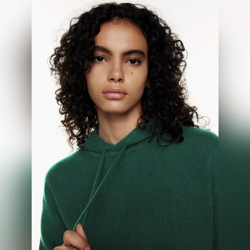 NWT Aritzia Tna Cashwool Cashmere Boxy Zip Biome Green Hoodie Women’s Size XL - Picture 4 of 4